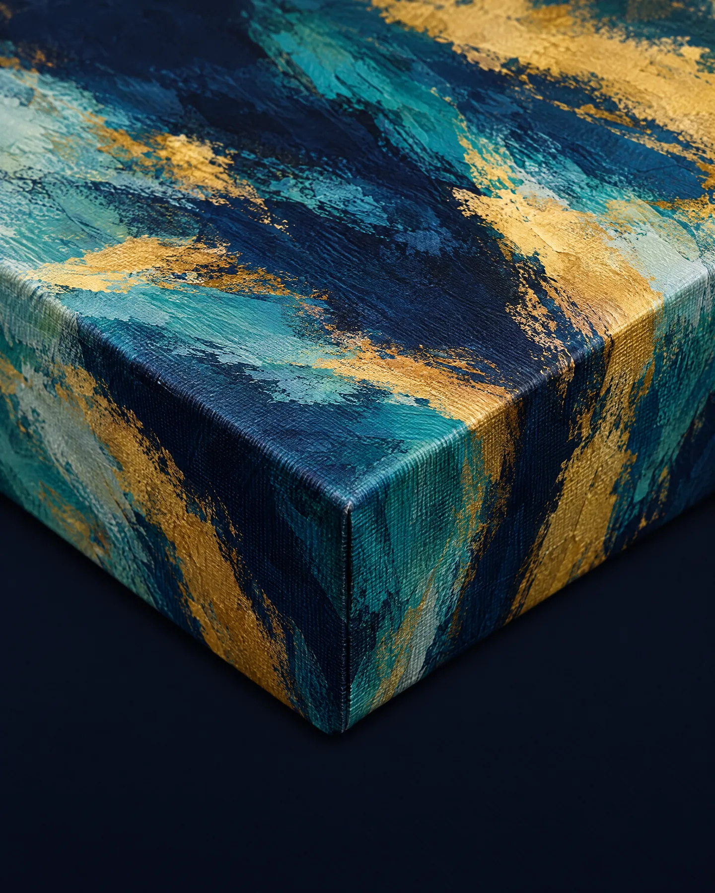 Corner of a gallery-wrapped canvas print, the image carried around the side as a mirrored edge